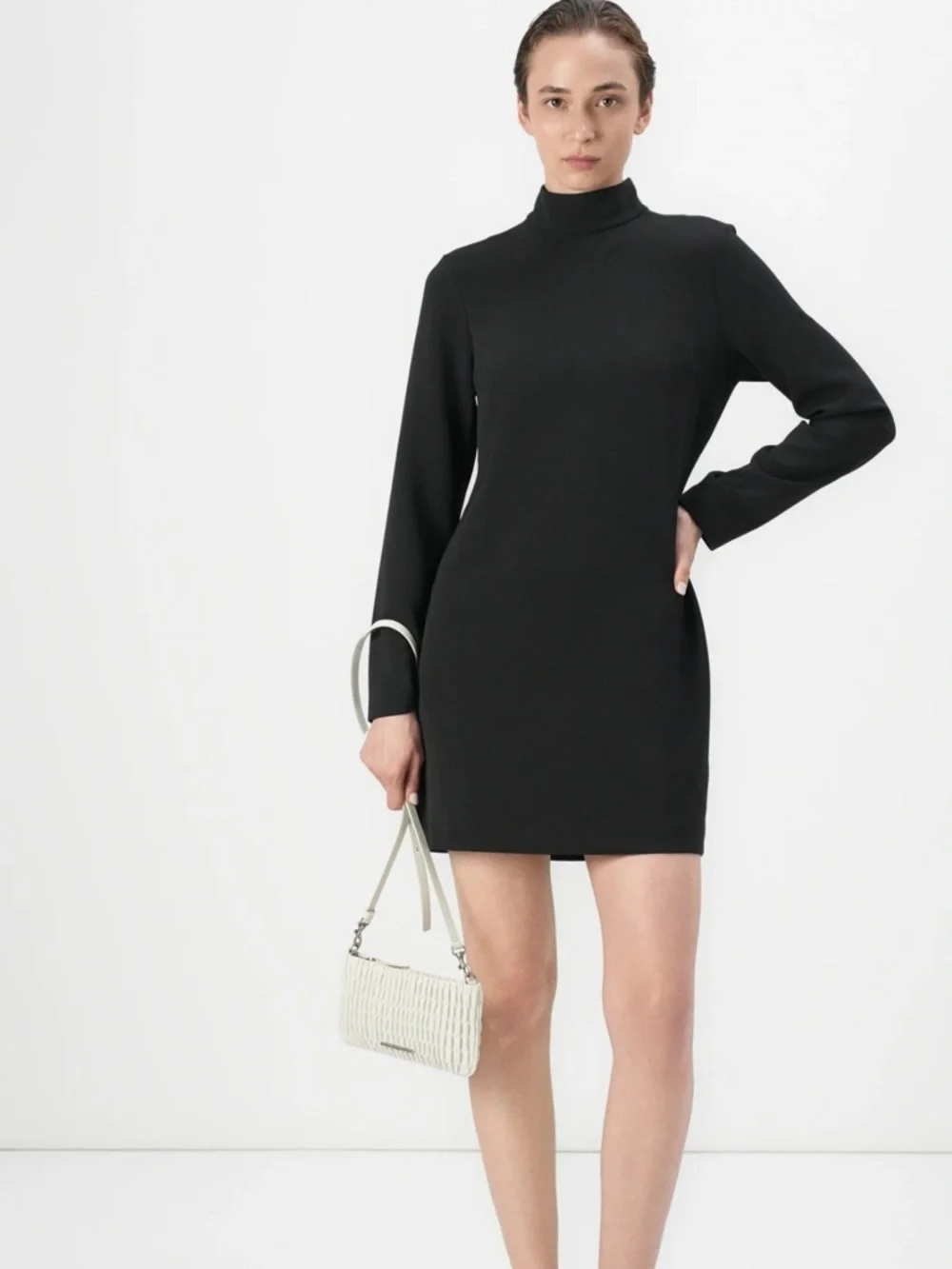 Calvin Klein Black Long Sleeve Turtle Neck Mini Dress Size 8